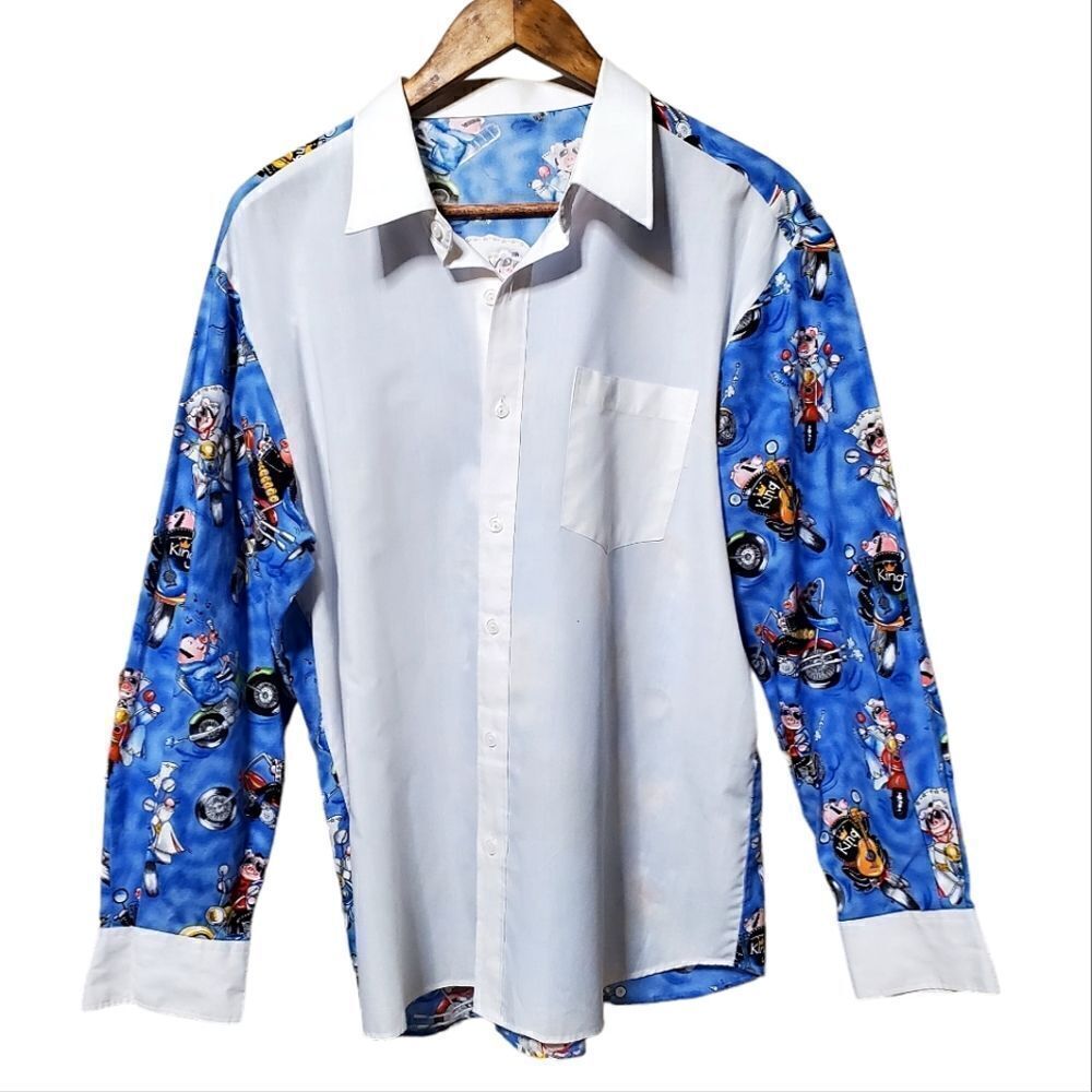 Elvis Presley Mens Hog Theme Casual Button Down Shirt Size XL Heart Break Hotel